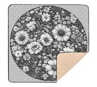 Tappetino pieghevole per bambini con fiori primaverili, peonie, farfalle e api, per interni ed esterni, atossico, per gattonare i bambini, 127 x 127 cm