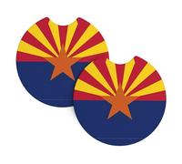 Tappetino portabevande per auto, motivo bandiera dell'Arizona, 6,9 cm, set da 2 pezzi, adatto per una varietà di modelli di auto, carino e pratico