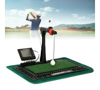 Tappetino portatile da golf con schermo digitale e feedback vocale, per esercitarsi in interni ed esterni, ideale per allenamenti di swing e simulazione di palla