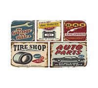 Tappetino Porte Car Antique 1950S License Plate American Repair Poster Nostalgic Letter Zerbino Assorbente Resistente Tappeto D'Ingresso Per Posteriori Porte Anteriori 40X60Cm