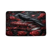 Tappetino Porte Halloween Crow Spooky Crowmagic Books Rose Flower Gothic Horror Dark Academia Zerbino Antiscivolo Assorbente Tappeto Per Posteriori Esterno 40X60Cm