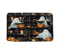 Tappetino Porte Halloween Ghost Bookshelf Spooky Ghost Gothic Library Horror Pumpkin Candle Dark Academia Zerbino Per Esterni Stampata Lavabile Zerbini Per Posteriori Corridoio 40X60Cm