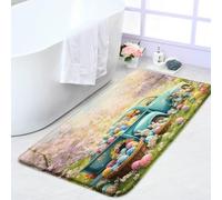 Tappetino Porte Happy Easter Truck Bunny Rabbit Colorful Eggs Rustic Car Flower Garden Cherry Flowering Tappetino Esterno Facile Da Pulire Lavabile Tappeto Ingresso Per Ingresso Porte 40X60Cm