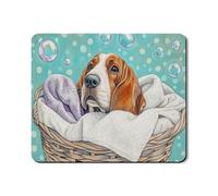 Tappetino protettivo per lavatrice a tema cane, con illustrazione Basset Hound, copertura antipolvere per lavatrice, in gomma antiscivolo, impermeabile, per lavanderia, 50 x 61 cm