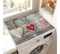 Tappetino Protettivo Per Lavatrice,Cuore Animale Copri Lavatrice Antiscivolo In Silicone,Copri Asciugatrice,Resistente A Polvere E Sporco Cover Mat Per Cucina,Bagno (Vinatura Del Legno,50 x50 cm)