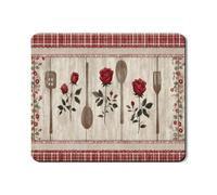 Tappetino protettivo per lavatrice e asciugabiancheria con rose e cucchiaio, decorazione floreale vintage per cucina, copertura antipolvere rustica per la casa e lavanderia, 50 x 61 cm