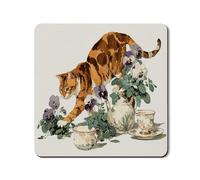 Tappetino protettivo per lavatrice e asciugatrice, motivo floreale con gatto, copertura per lavanderia, in gomma decorativa a molla, antiscivolo, impermeabile, per la casa, 61 x 61 cm