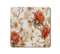 Tappetino protettivo per lavatrice e asciugatrice, motivo floreale con peonie color pesca e crema, elegante decorazione per lavanderia, in gomma antiscivolo, impermeabile, 61 x 61 cm