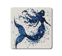 Tappetino protettivo per lavatrice e asciugatrice, motivo sirena stellata, copertura antipolvere a tema oceano galassia blu, in gomma, antiscivolo, impermeabile, per la casa, 61 x 61 cm