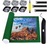 Tappetino puzzle arrotolabile per 3000 2000 1500 pezzi puzzle, grande tappetino portatile da tavolo antiscivolo con 6 vassoi di ordinamento, tubo gonfiabile, 3 cinghie, borsa portaoggetti per custodi,