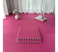 Tappetino puzzle in schiuma, 30,5 x 30,5 cm, quadrato, ad incastro, piastrelle in schiuma con piano in cotone e lino (rosa rosso, 30 pezzi)
