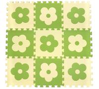 Tappetino puzzle in schiuma Fiori verde-beige