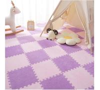 Tappetino quadrato in schiuma ad incastro a puzzle, 30,5 x 30,5 cm, 80 pezzi, 30,5 x 30,5 cm, motivo patchwork (rosa chiaro e viola)