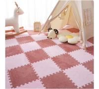 Tappetino quadrato in schiuma ad incastro, motivo puzzle, 30,5 x 30,5 cm, 80 pezzi, 30,5 x 30,5 cm, motivo patchwork (arancione e rosa chiaro)