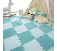 Tappetino quadrato in schiuma ad incastro, motivo puzzle, 30,5 x 30,5 cm, 80 pezzi, 30,5 x 30,5 cm, motivo patchwork (blu scuro + azzurro)