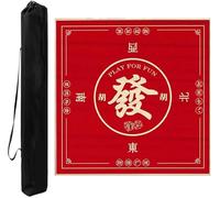 Tappetino quadrato per Mahjong, Rad Mahjong Mat With Carrying Bag,Anti Slip And Noise Reduction Multi Purpose Gaming Table Cover For Card Board Tile Games(Red-2,35.43x35.43 in)