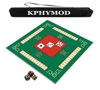 Tappetino quadrato per Mahjong, Tappetino da Mahjong con istruzioni e regole, antiscivolo e antirumore, tappetino da gioco con carte, borsa for il trasporto e 3 dadi(Green,39.37x39.37 in)