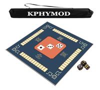 Tappetino quadrato per Mahjong, Tappetino da Mahjong con istruzioni e regole, antiscivolo e antirumore, tappetino da gioco con carte, borsa for il trasporto e 3 dadi(Blue,27.56x27.56 in)