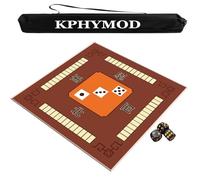 Tappetino quadrato per Mahjong, Tappetino da Mahjong con istruzioni e regole, antiscivolo e antirumore, tappetino da gioco con carte, borsa for il trasporto e 3 dadi(Brown,55.12x55.12 in)