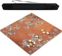 Tappetino quadrato per Mahjong, Tappetino da Mahjong con retro antiscivolo, copertura for tavolo da gioco con stampa in stile cinese for giochi da tavolo di carte Poke Dominoes(Orange,43.31x43.31 in)