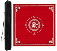 Tappetino quadrato per Mahjong, Tovaglia quadrata in velluto for Mahjong, antiscivolo e antirumore, for giochi da tavolo da poker e domino, con borsa for il trasporto(Red,27.56x27.56 in)