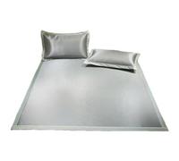 Tappetino quadrato rinfrescante, morbido, pieghevole, in seta di ghiaccio, con federe abbinate e cinture di fissaggio, (grigio, super king size, 180 x 200 cm)