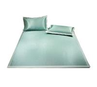 Tappetino quadrato rinfrescante, morbido, pieghevole, in seta di ghiaccio, con federe coordinate e cinture di fissaggio, (verde, king size, 150 x 200 cm)