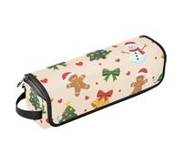 Tappetino resistente al calore con cerniera per ferri da stiro, piastre, arricciacapelli, motivo natalizio con omini di pan di zenzero, organizer portatile