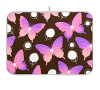Tappetino resistente al calore per piano di lavoro e scolapiatti da cucina, extra large, 45,7 x 61,7 cm, colore: rosa, viola, farfalla marrone