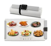 Tappetino riscaldante elettrico per alimenti, temperatura regolabile 60 - 100 °C, portatile, con timer per piatti e bevande