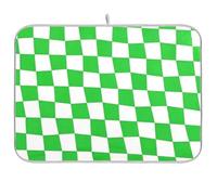 Tappetino riutilizzabile a quadri verde chiaro e bianco 45,7 x 61 cm rettangolare grande scolapiatti pad decorativo per la casa essenziale