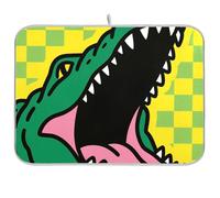 Tappetino riutilizzabile a scacchi blu e verde con dinosauro 45,7 x 61 cm rettangolare grande scolapiatti pad decorativo per la casa essenziale
