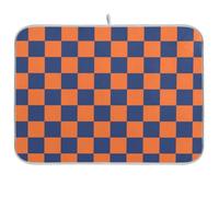 Tappetino riutilizzabile a scacchiera blu-arancione 45,7 x 61 cm, rettangolare, grande scolapiatti vassoio decorativo per la casa