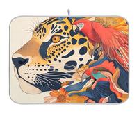 Tappetino riutilizzabile con leopardo tropicale colorato ara rossa pop art stile riutilizzabile 45,7 x 61 cm grande asciugatrice opaco decorativo per la casa essenziale