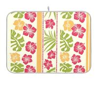 Tappetino riutilizzabile in stile tropicale con foglie di fiori gialli e rossi 45,7 x 61 cm, grande scolapiatti per bancone della cucina, decorazione per la casa essenziale