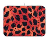 Tappetino riutilizzabile per asciugare i piatti 45,7 x 61,7 cm, motivo leopardato, colore rosso e nero, grande tappetino da mettere sotto lo scolapiatti decorativo per la casa