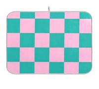 Tappetino riutilizzabile per asciugare i piatti a scacchiera rosa verde 18 x 24 rettangolare grande asciugatura opaco decorativo per la casa essenziale