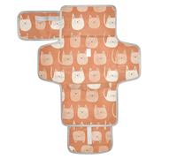 Tappetino riutilizzabile per pannolini con tasca in tessuto fasciatoio fasciatoio con cuscino integrato Cartoon carino gatto bianco