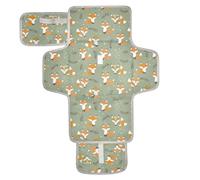 Tappetino riutilizzabile per pannolini con volpe giocosa verde oliva con tasca in tessuto impermeabile pad per bambino infantile kit stazione di viaggio