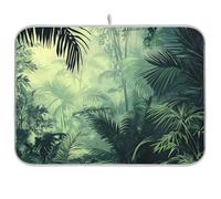 Tappetino riutilizzabile per scolapiatti con albero verde della giungla tropicale, 45 x 61 cm, rettangolare, grande piano di lavoro della cucina, decorazione decorativa per la casa essenziale