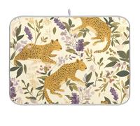 Tappetino riutilizzabile per scolapiatti con motivo leopardo della giungla, 45,7 x 61,7 cm, rettangolare, grande, opaco, decorativo, per la casa