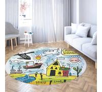 Tappetino rotondo antiscivolo sotto la sedia da scrivania arredamento del pavimento tappeti lavabili simpatico e divertente tappeto circolare disegnato a mano per camera da letto aula 240cm