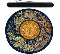 Tappetino rotondo per mahjong, Tappetino da gioco con tessere di carte da gioco Mahjong con borsa portaoggetti, stampa drago blu, 23,62-47,24 pollici(39.37x39.37in)