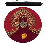 Tappetino rotondo per mahjong, Tappetino da Mahjong con stampa di pavone e borsa for il trasporto, blu, diverse misure(39.37x39.37in)