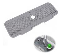 Tappetino Rubinetto Silicone, Regolabile Paraspruzzi per Lavello da Cucina e Bagno, Prolungato Tappetini Assorbente per Rubinetto per Mantenere Asciutti i Piani di Lavoro (43 x 15 cm, Grigio)