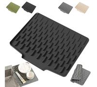 Tappetino salva-goccia in silicone per piano di lavoro, resistente al calore e antiscivolo, per asciugatura senza gocciolamento, tappetino scolapiatti in silicone con bordo di scarico inclinato