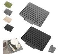 Tappetino salva-goccia in silicone per piano di lavoro, resistente al calore e antiscivolo, per asciugare senza gocciolare, tappetino scolapiatti in silicone con bordo di scarico inclinato, pieghevole