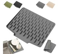 Tappetino salva-goccia in silicone per piano di lavoro, resistente al calore e antiscivolo, per asciugatura senza gocciolamento, tappetino scolapiatti in silicone con bordo di scarico inclinato