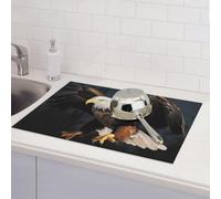 Tappetino scolapiatti 3D con aquila calva per bancone della cucina, assorbente in microfibra, reversibile, lavabile, scolapiatti 45,7 x 61,7 cm, per decorare la casa, la cucina, la sala da pranzo
