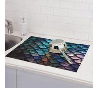 Tappetino scolapiatti 3D con motivo a squame di drago magico per bancone della cucina, tappetino assorbente in microfibra reversibile, lavabile, scolapiatti 45,7 x 61,7 cm, per decorare la casa, la